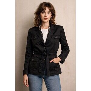 Vintage Women's Le Suit Black Belted Utility Blazer – Size 16 (2000s)